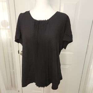 Talbots Woman‎ Black Short Sleeve Pleated Front  Size 1X Plus